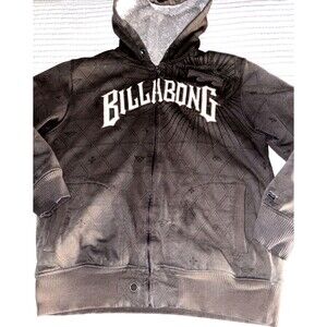 Billabong Vintage Men's Y2K Full Zip Hooded Fleece Lined Hoodie Pockets Large